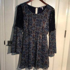 Dress or tunic top with bell sleeves